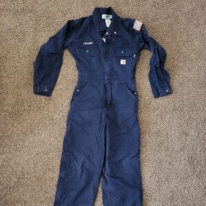 Carhartt Dark Blue Work Coveralls Womens XS FR Fire Retardant
